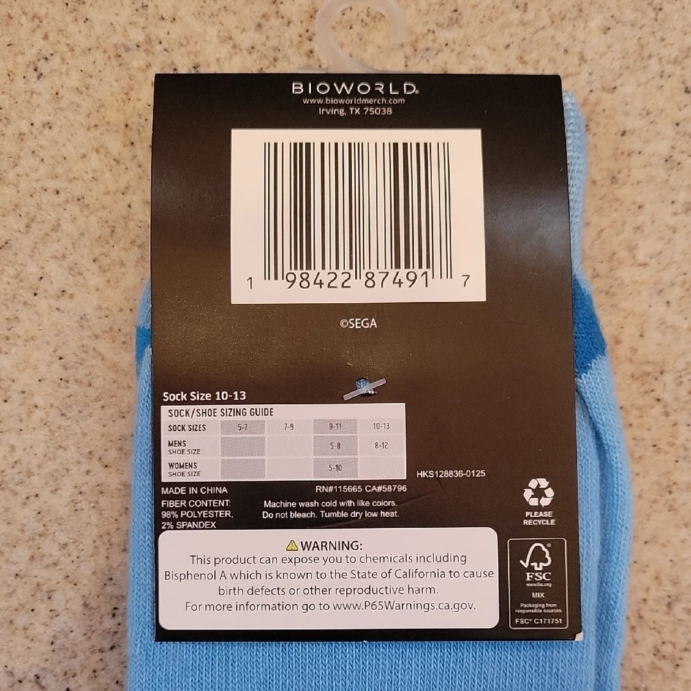 Sonic the Hedgehog Blue Casual Socks